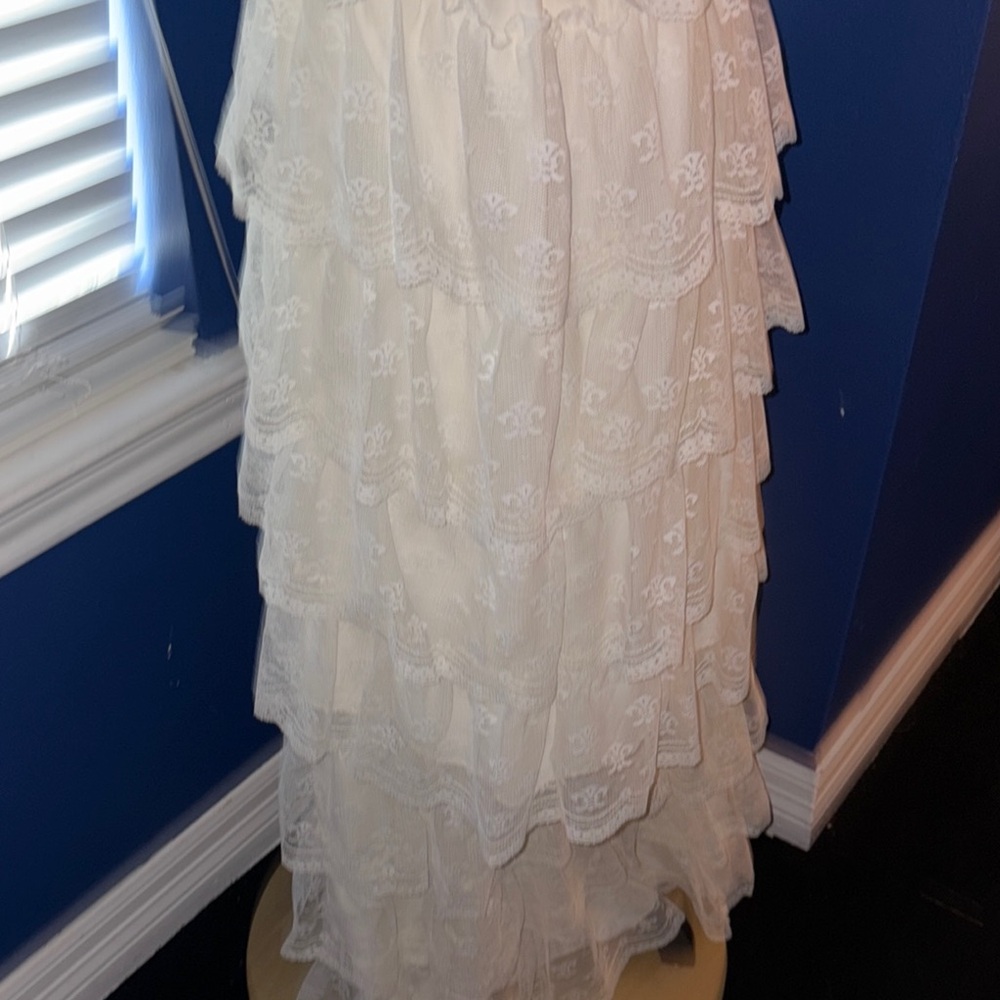 Vintage 1970s Cream Lace Two-Piece Dress | Gunne Sax Style No Size - Picture 8 of 17